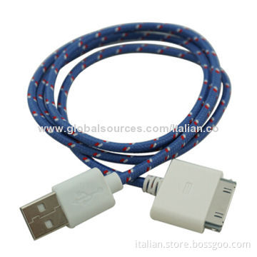Nylon Braided Data Cable for iPhone 4 with 1/2/3m Length, OEM Orders AcceptedNew